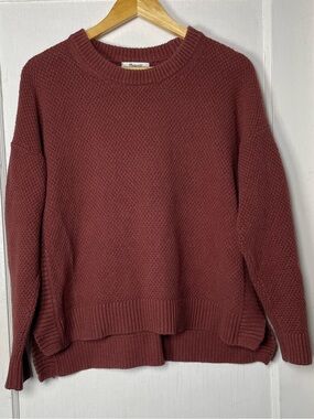 Madewell Pickford Pullover Sweater L Dusty Rose Textured Knit High Low FA22